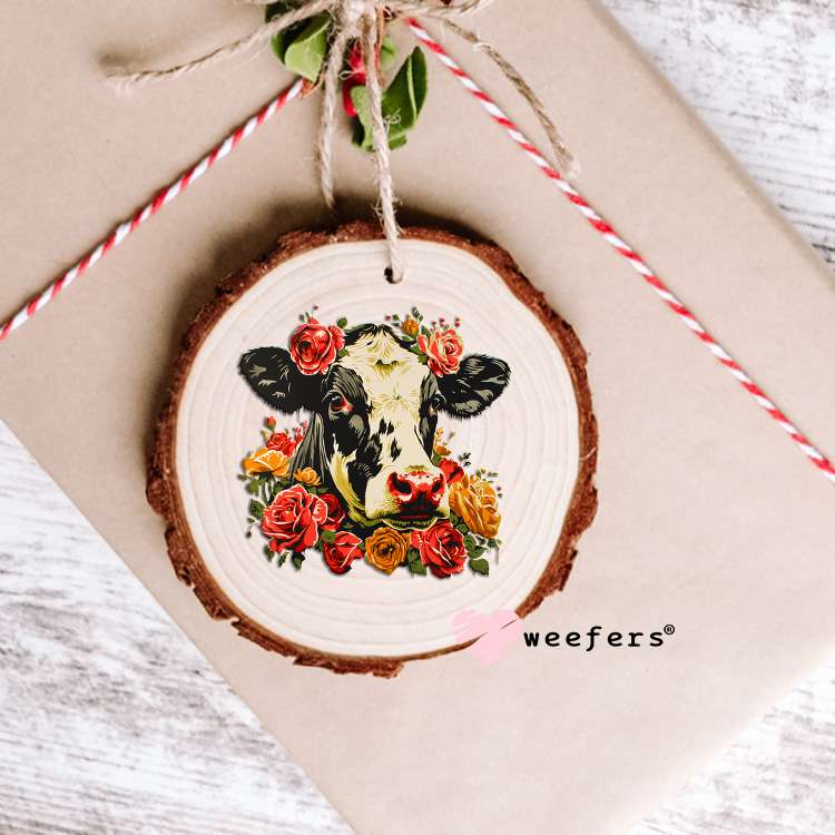 Flower Dairy Cow UV DTF Decal Ornament Weefers