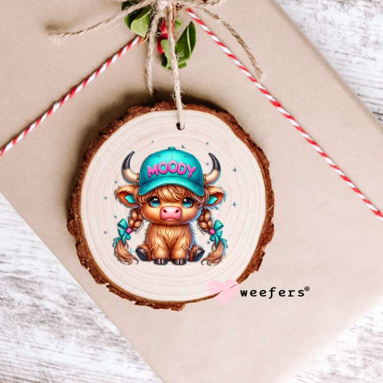 Moody Baby Highlander Cow UV DTF Decal Ornament Weefers