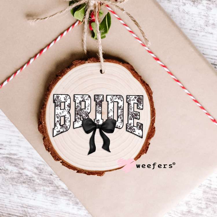 Bride Black Toile Coquette Bow UV DTF Decal Ornament Weefers