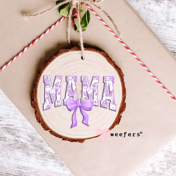 Mama Purple Toile Bow UV DTF Decal Ornament Weefers