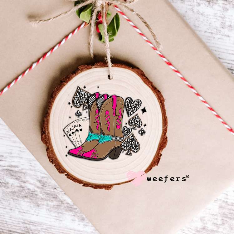 Aces and Cowgirl Boots UV DTF Decal Ornament Weefers