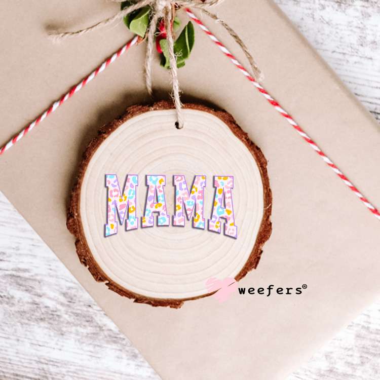 Mama Pastel Cheetah Print UV DTF Decal Ornament Weefers
