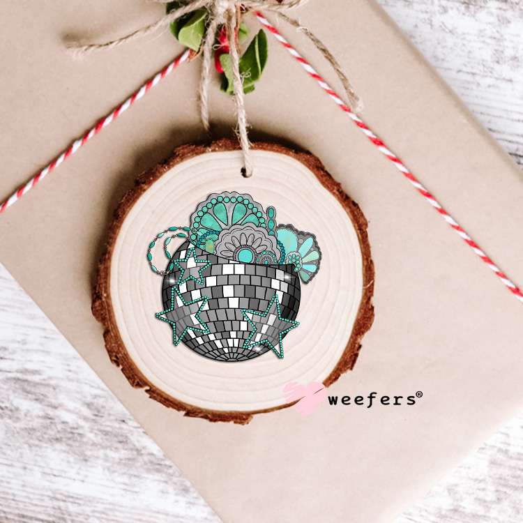 Disco Turquoise Jewels UV DTF Decal Ornament Weefers