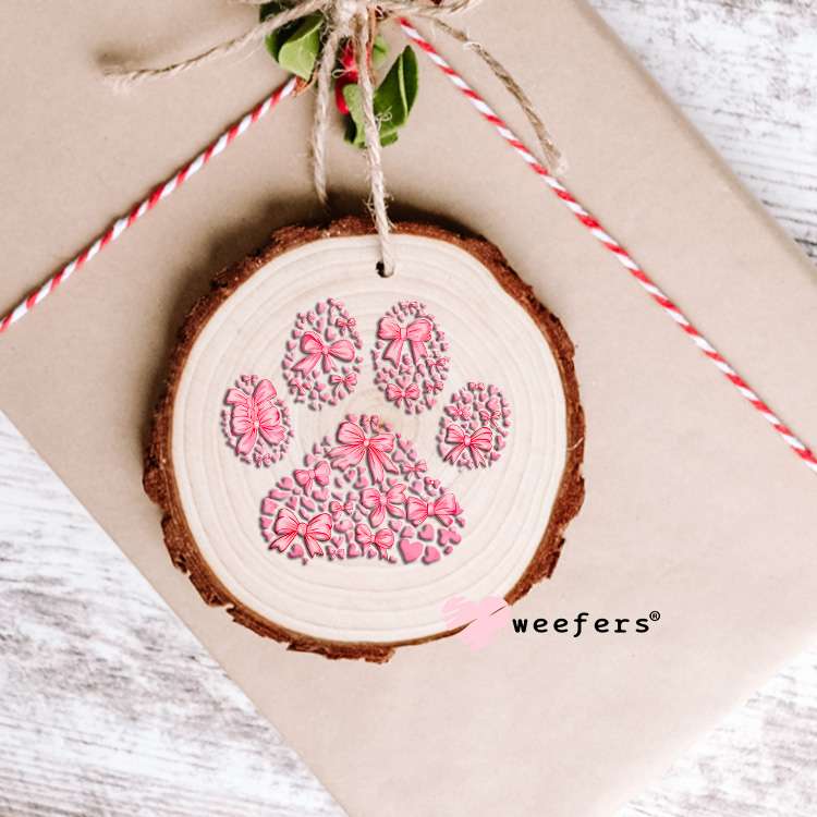 Coquette Pink Dog Paws UV DTF Decal Ornament Weefers