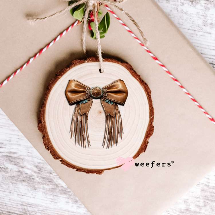 Brown Western Fringe Bow UV DTF Decal Ornament Weefers