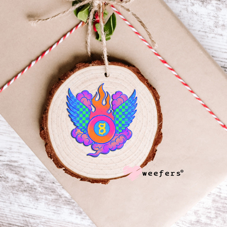 Purple Teal Eightball Wings UV DTF Decal Ornament Weefers