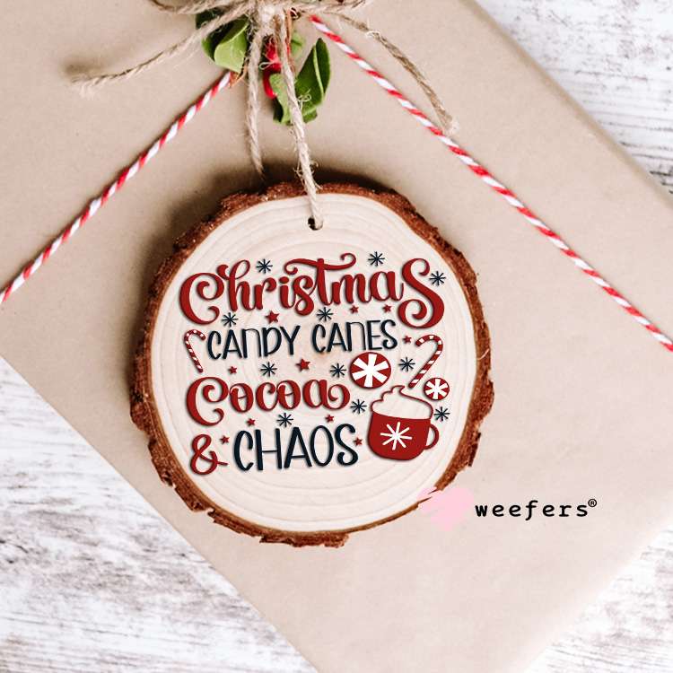 Christmas Candy Canes Cocoa Chaos UV DTF Decal Ornament Weefers