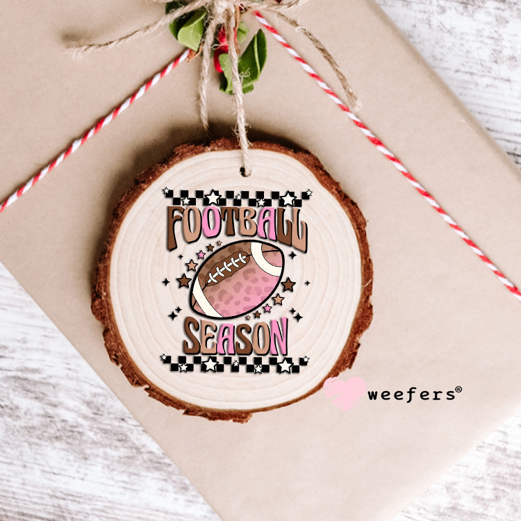 Football Season Pink and Brown UV DTF Decal Ornament Weefers