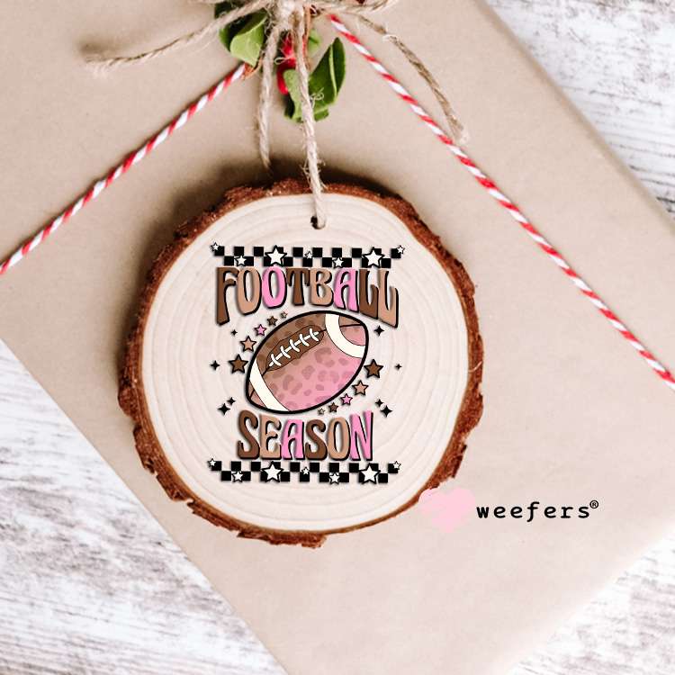 Football Season Pink and Brown UV DTF Decal Ornament Weefers