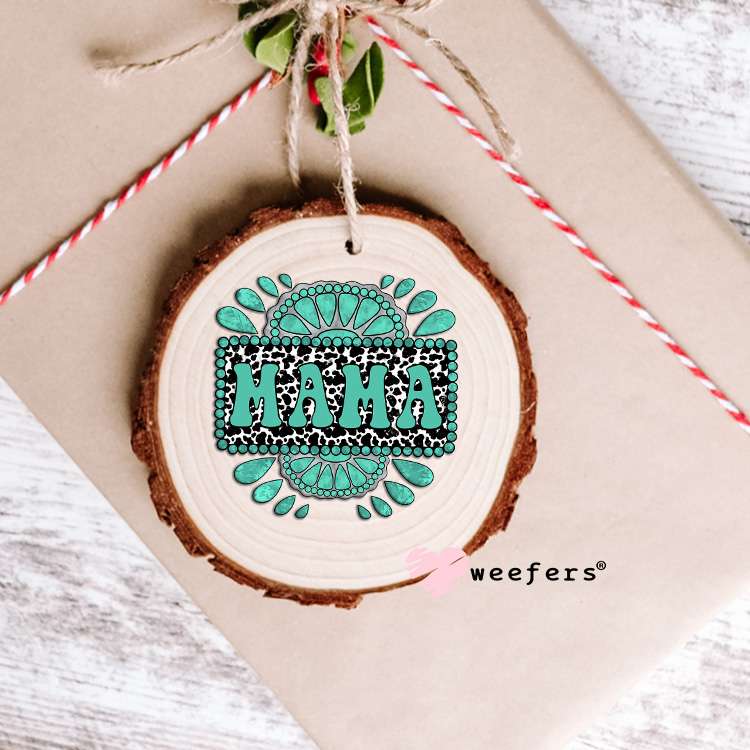 Turquoise Mama Black Dots UV DTF Decal Ornament Weefers