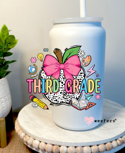 Third Grade 16oz Libbey Glass Can UV DTF Decal Transfer Weefers