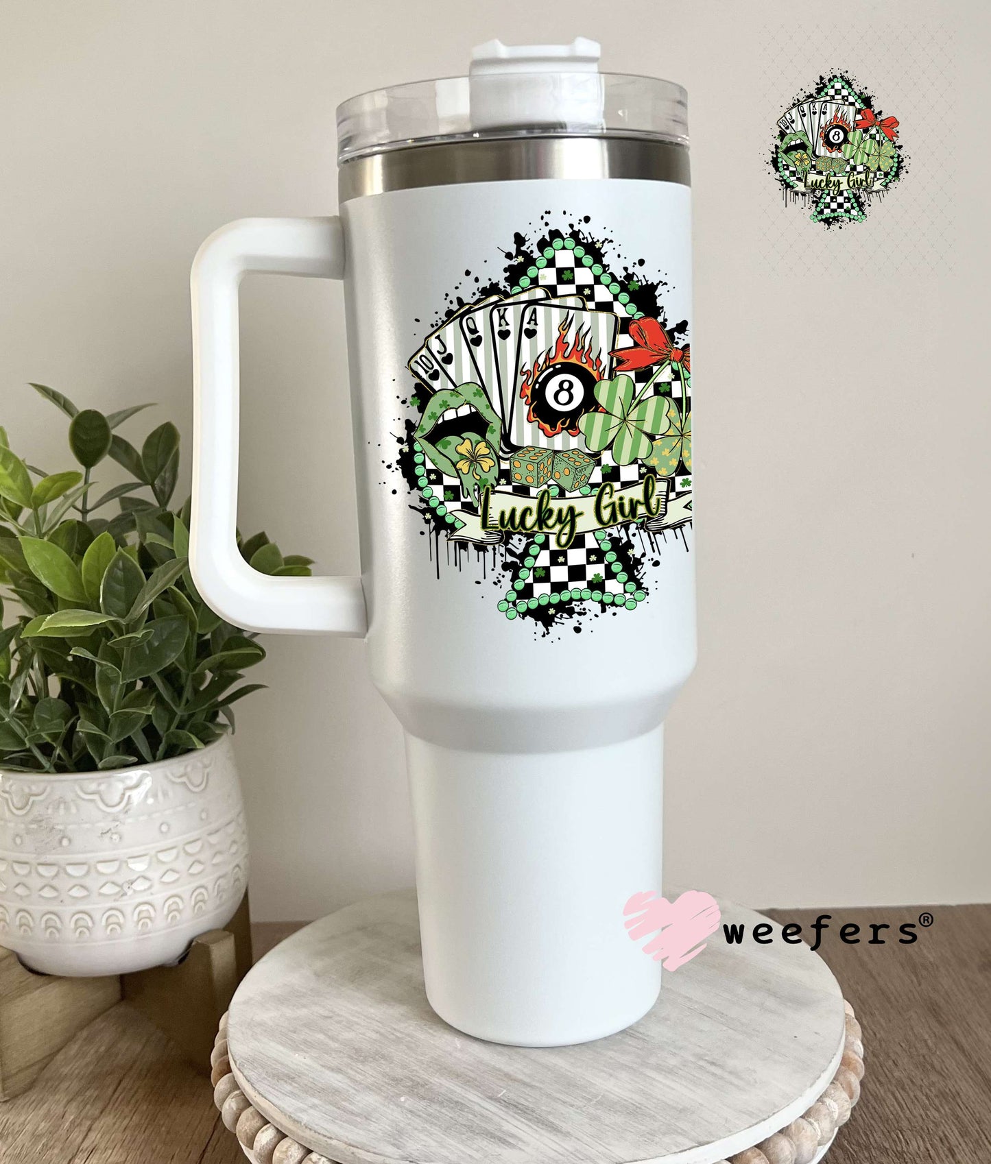 UV DTF Decal - Lucky Girl St. Patrick's Western 40oz Tumbler Decal Weefers