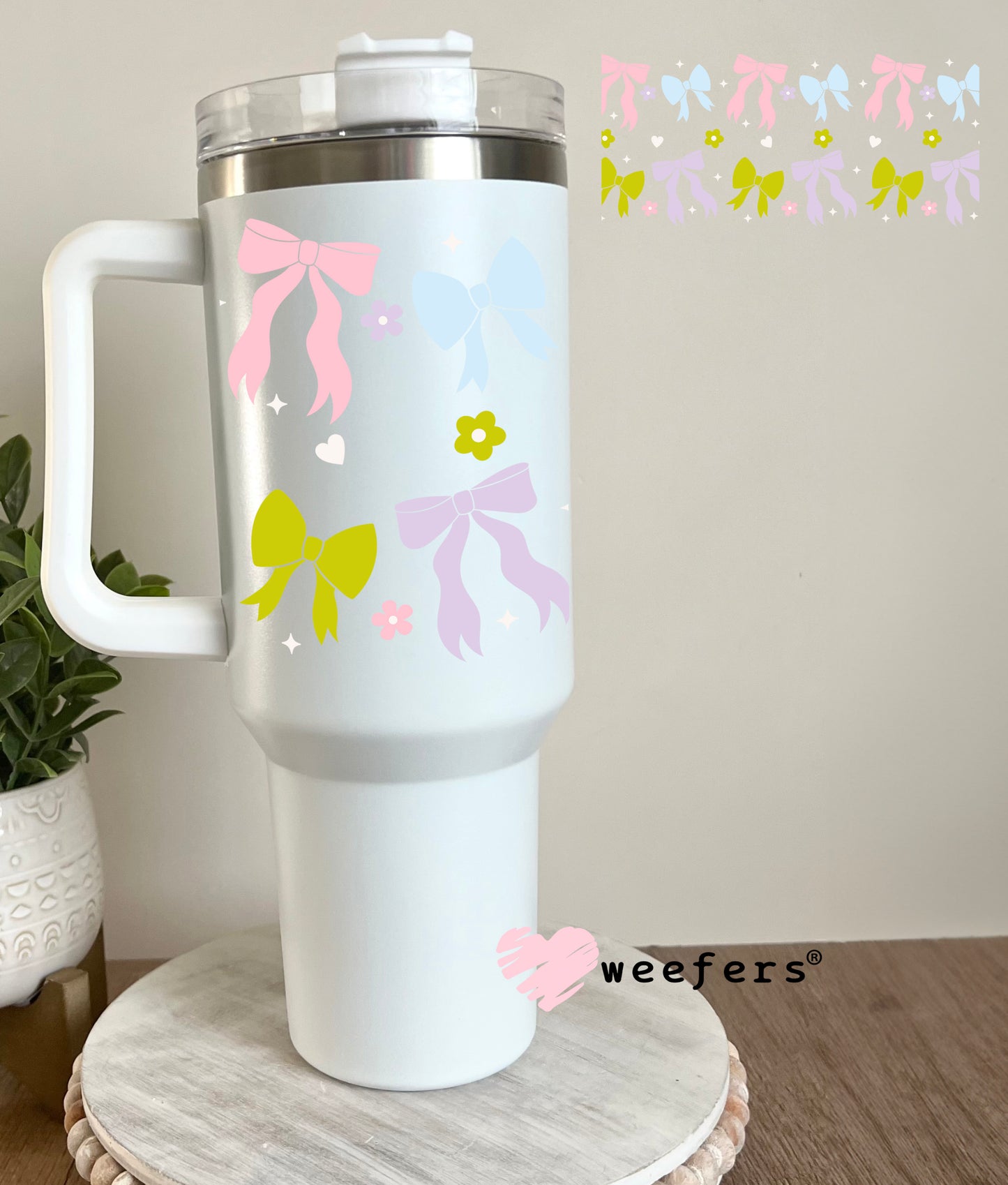 Pastel Coquette Bows UV DTF Cup Wrap 40oz Tumbler Cup Wrap Weefers