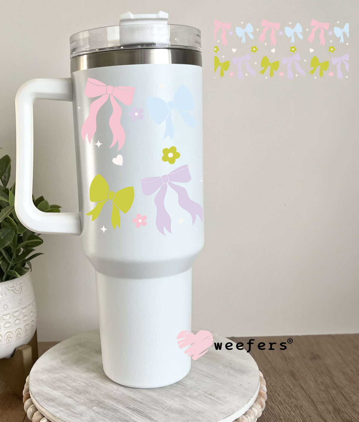 Pastel Coquette Bows UV DTF Cup Wrap 40oz Tumbler Cup Wrap Weefers