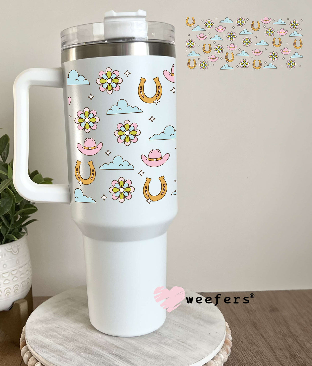 Western Pink and Blue Vibes UV DTF Cup Wrap 40oz Tumbler Cup Wrap Weefers