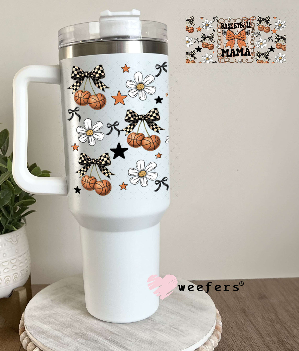 UV DTF Cup Wrap – Basketball Mama Cherry - Weefers® Exclusive 40oz Tumbler Wrap Weefers