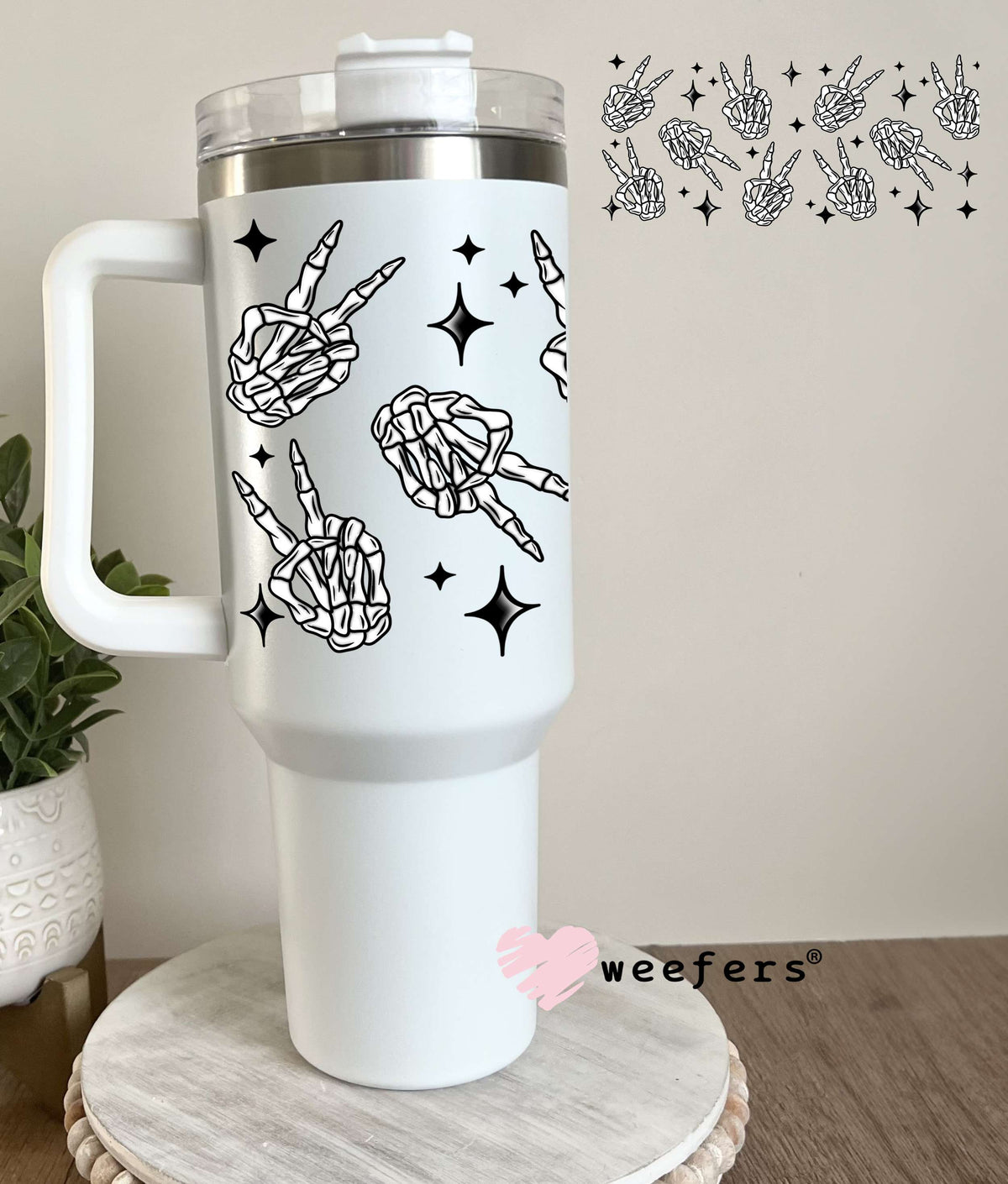 Peace Sign Skeleton Hands UV DTF Cup Wrap 40oz Tumbler Cup Wrap Weefers