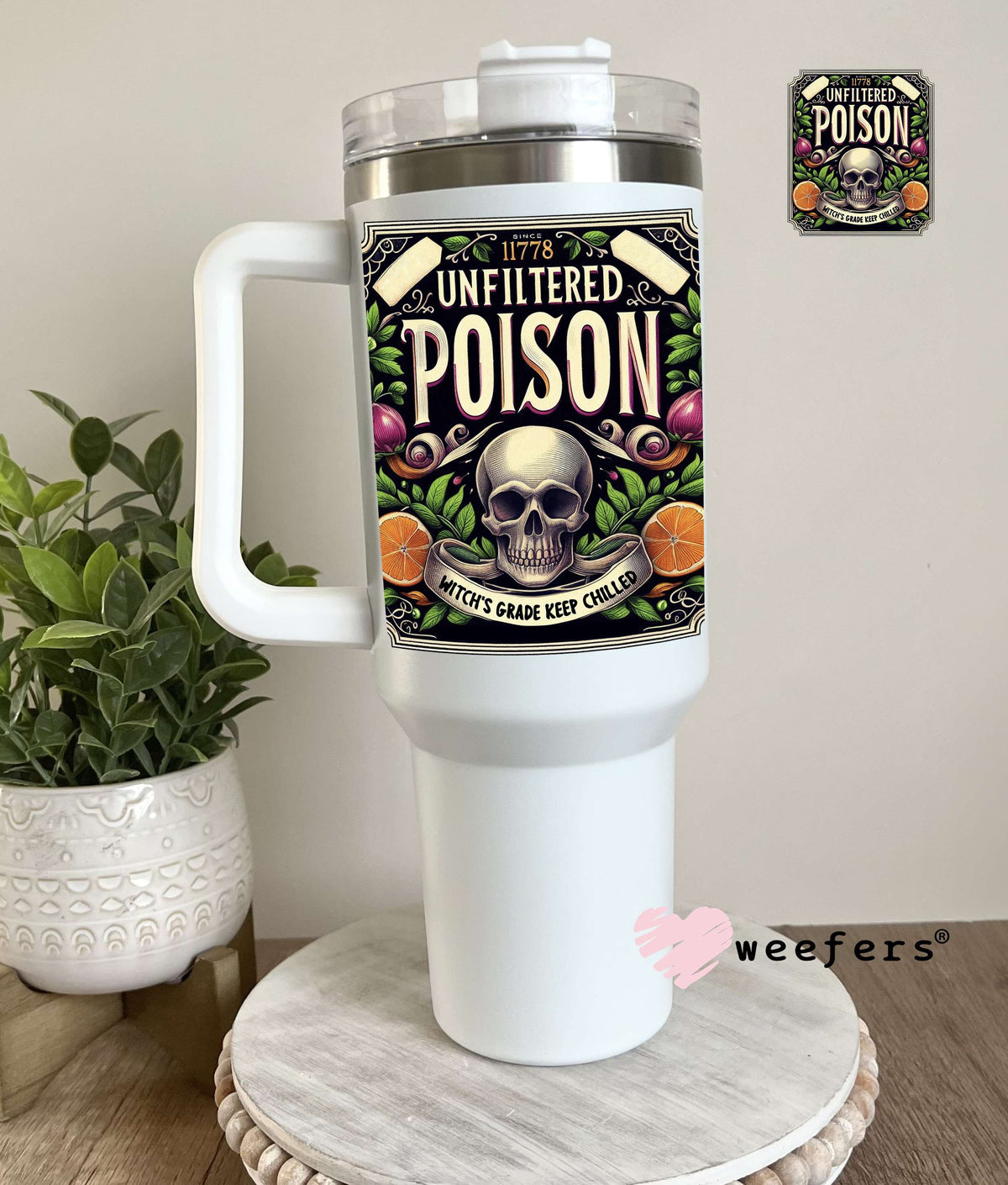 Unfiltered Halloween UV DTF Decal 40oz Tumbler Decal Weefers