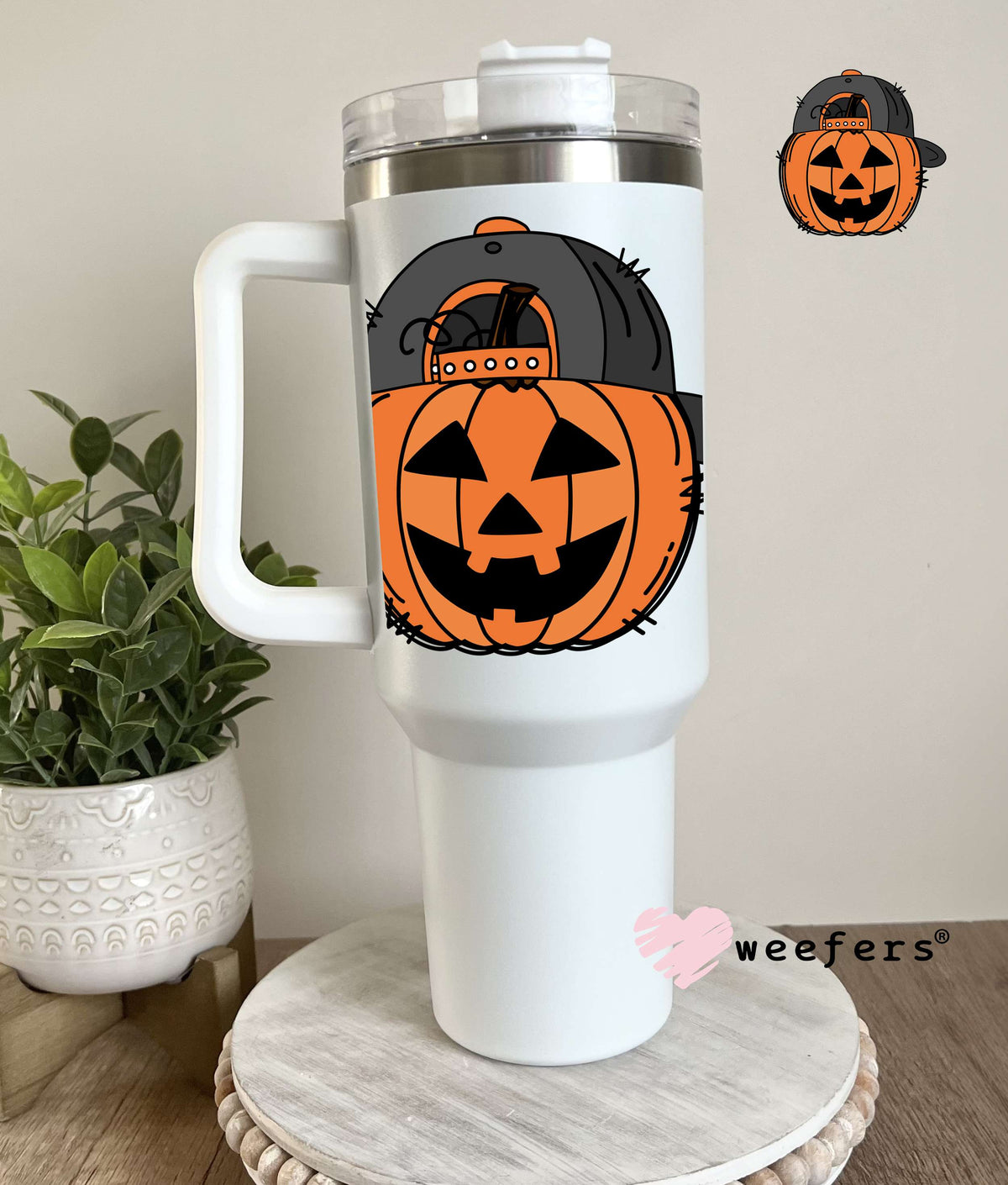 Pumpkin Hat Halloween UV DTF Decal 40oz Tumbler Decal Weefers