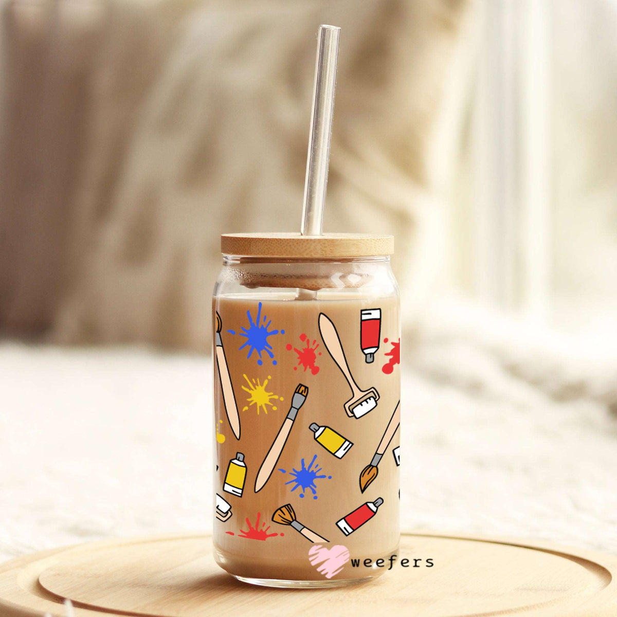Art Paint Oh My 16oz Libbey Glass Can UV DTF or Sublimation Wrap - Decal Weefers