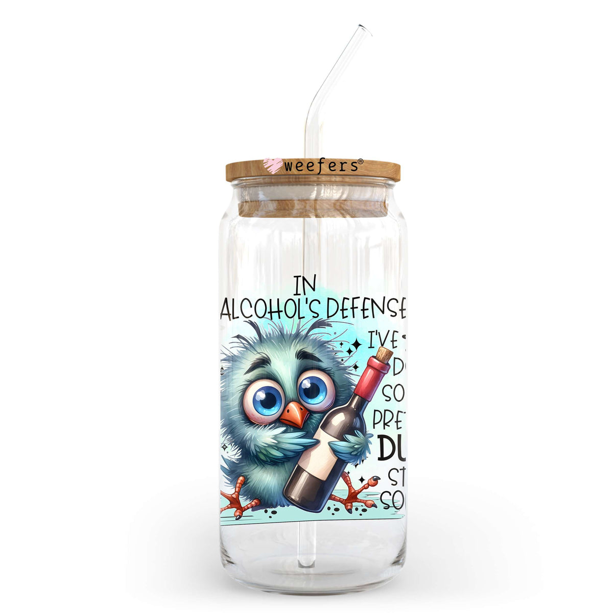 In Alcohol's Defense I've Done Some Pretty Dumb Stuff Sober 20oz Libbey Glass Can, 34oz Hip Sip, 40oz Tumbler, 24oz Cold Cup UV DTF or Sublimation Decal Transfer Weefers