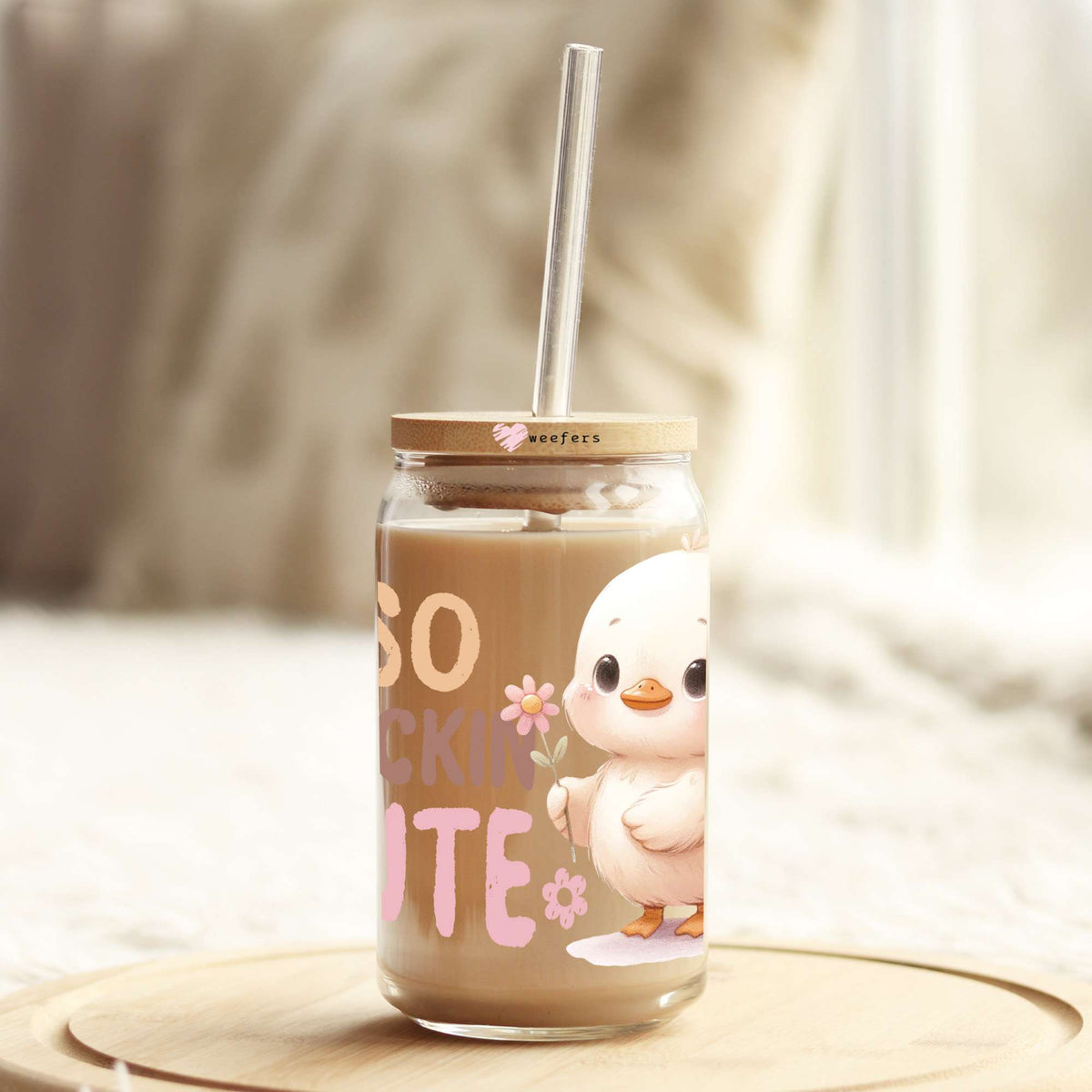 So Duckin Cute 16oz Libbey Glass Can UV DTF or Sublimation Wrap - Transfer Weefers