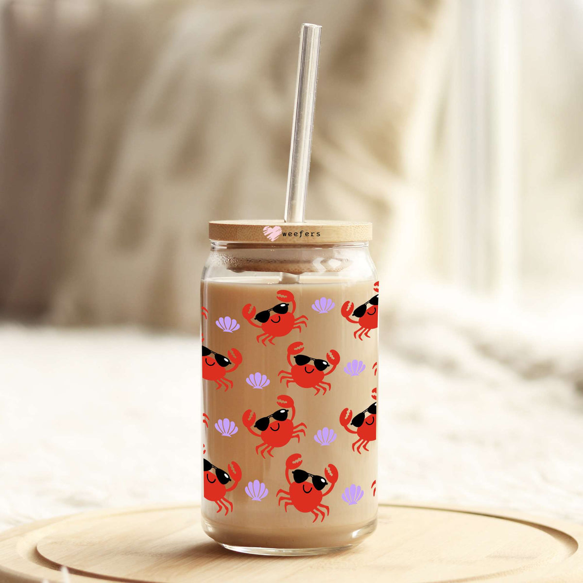 Cool Crabs 16oz Libbey Glass Can UV DTF or Sublimation Wrap - Decal Transfer Weefers