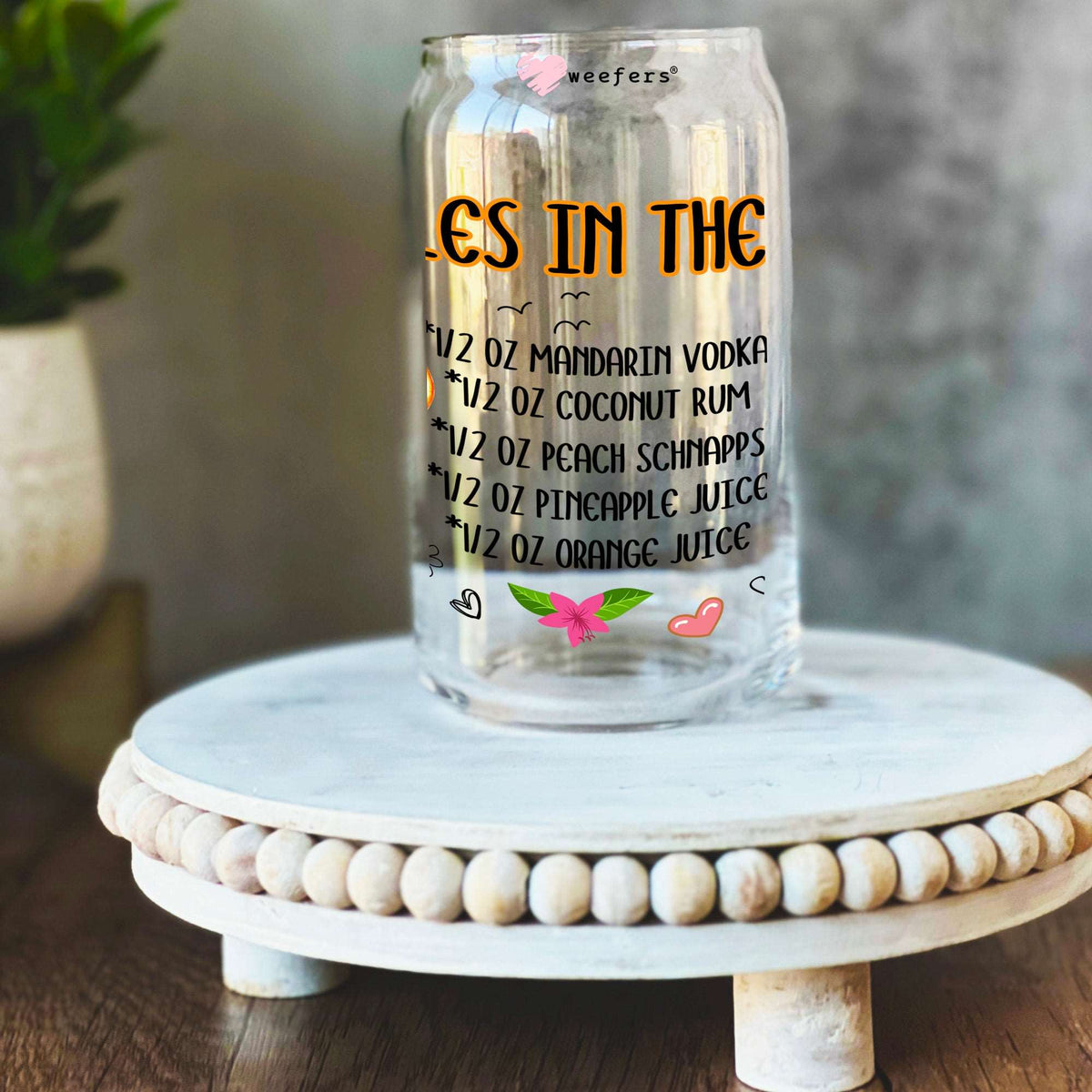 Ankles in the Air Drink Recipe 16oz Libbey Glass Can UV DTF or Sublimation Wrap Transfer Weefers