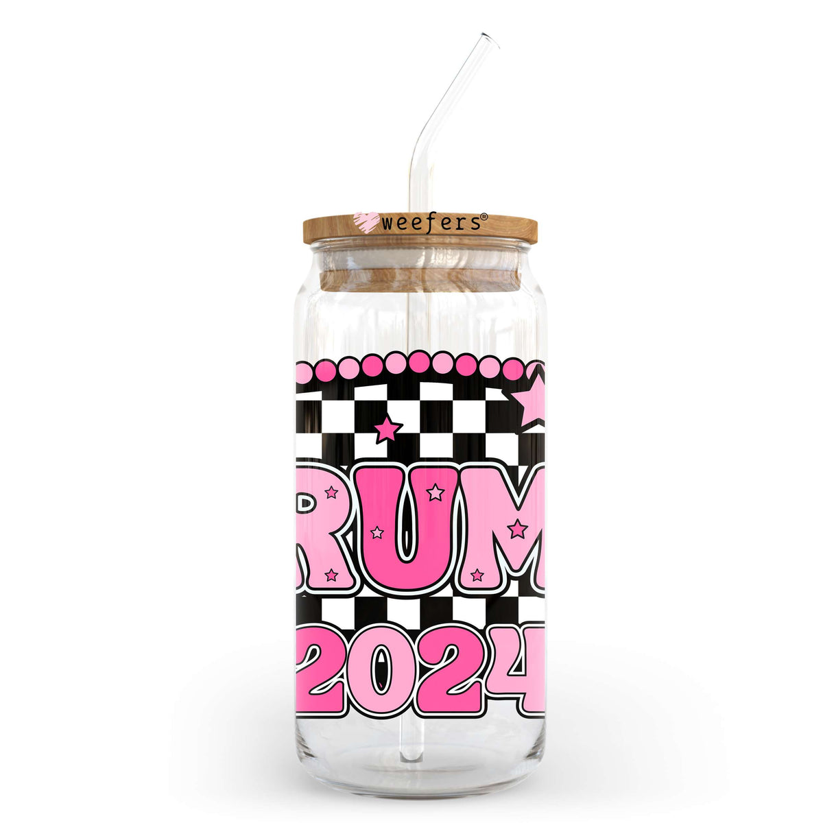 Trump 2024 Pink 20oz Libbey Glass Can, 34oz Hip Sip, 40oz Tumbler, 24oz Cold Cup UV DTF or Sublimation Decal Transfer Weefers