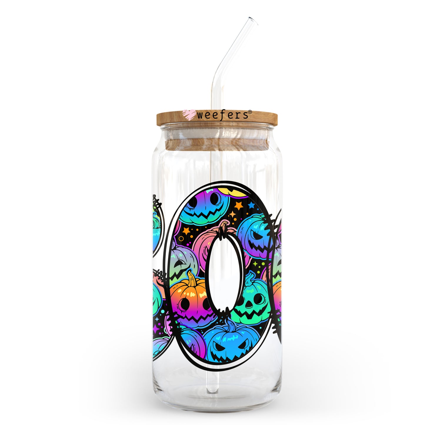 Boo Neon Pumpkins 20oz Libbey Glass Can, 34oz Hip Sip, 40oz Tumbler, 24oz Cold Cup UV DTF or Sublimation Decal Transfer Weefers