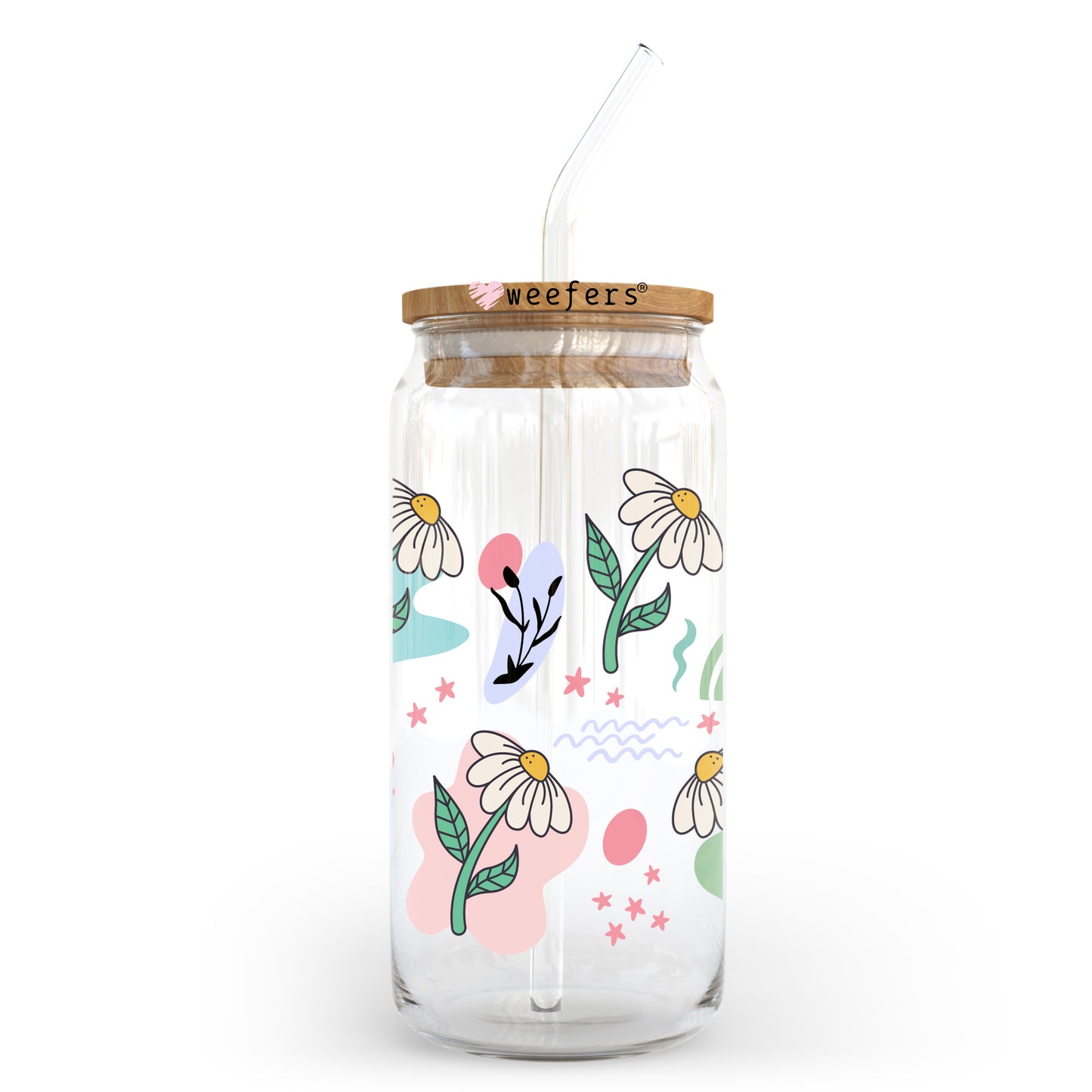 Abstract Daisies 20oz Libbey Glass Can, 34oz Hip Sip, 40oz Tumbler, 24oz Cold Cup UV DTF or Sublimation Decal Transfer Weefers