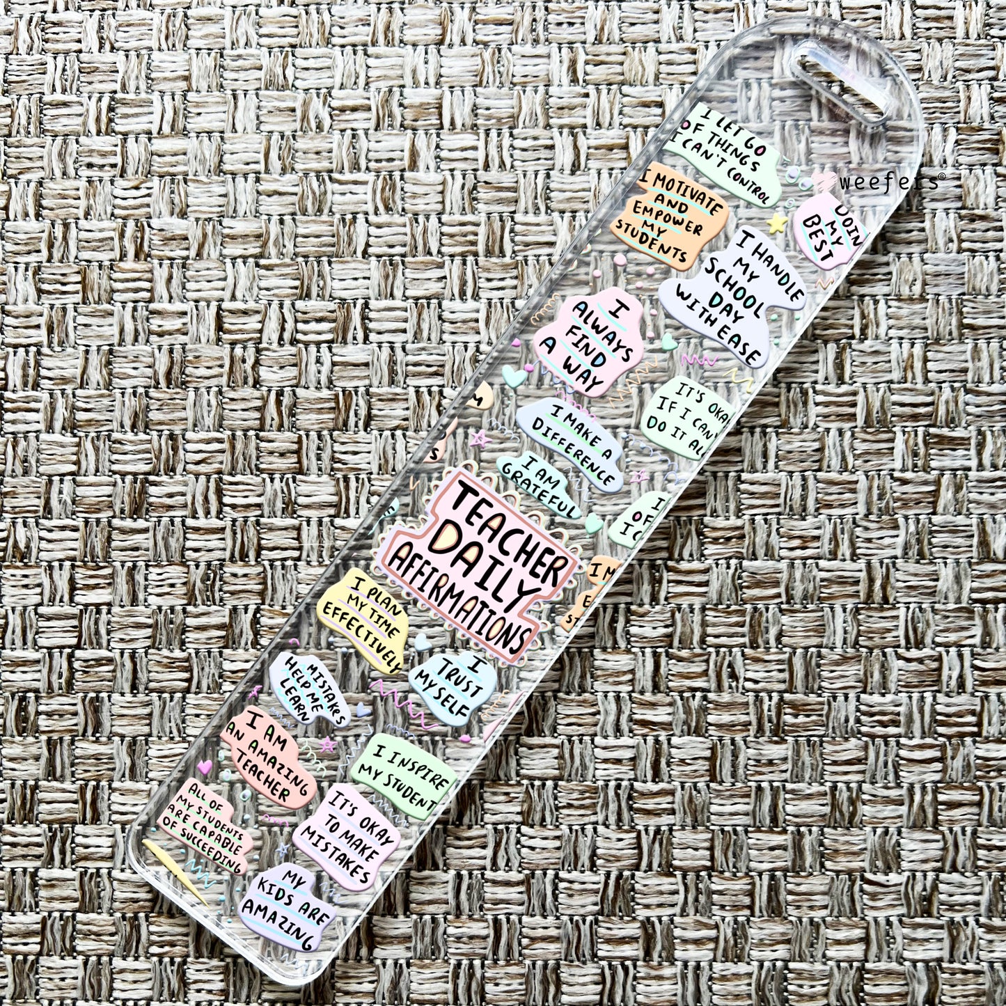 Teacher Daily Affirmations Bookmark UV DTF Decal Weefers