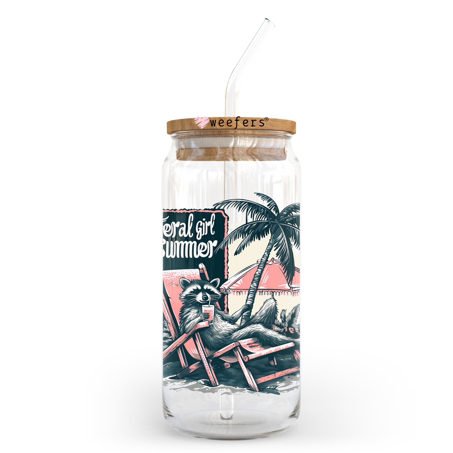 Feral Girl of Summer 20oz Libbey Glass Can, 34oz Hip Sip, 40oz Tumbler, 24oz Cold Cup UV DTF or Sublimation Decal Transfer Weefers