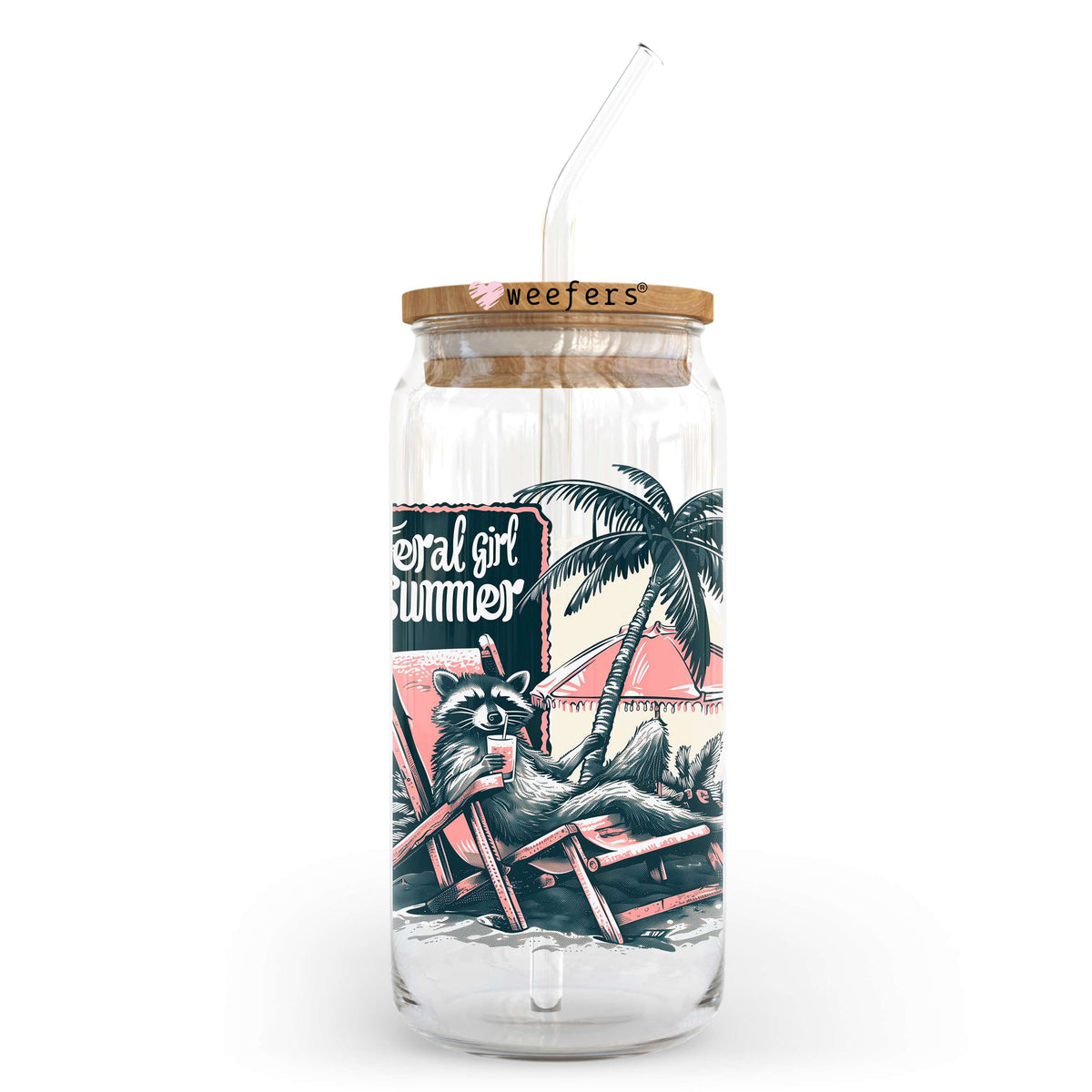 Feral Girl of Summer 20oz Libbey Glass Can, 34oz Hip Sip, 40oz Tumbler, 24oz Cold Cup UV DTF or Sublimation Decal Transfer Weefers