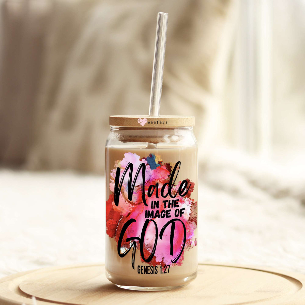 Made in the Image of God 16oz Libbey Glass Can UV DTF or Sublimation Wrap - Decal Weefers
