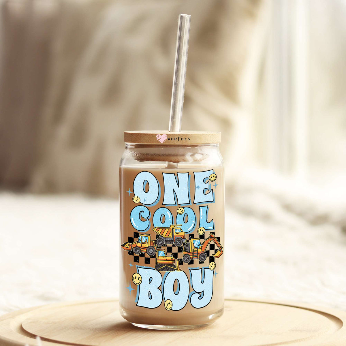 One Cool Boy 16oz Libbey Glass Can UV DTF or Sublimation Wrap - Decal Transfer Weefers