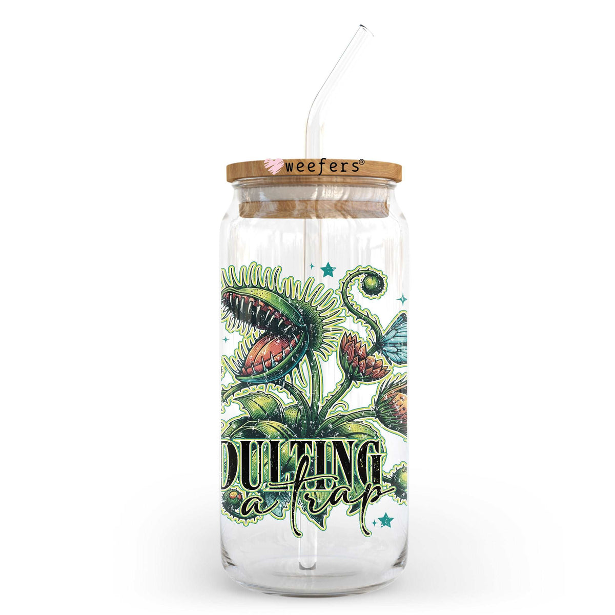 Adulting Is A Trap 20oz Libbey Glass Can, 34oz Hip Sip, 40oz Tumbler, 24oz Cold Cup UV DTF or Sublimation Decal Transfer Weefers