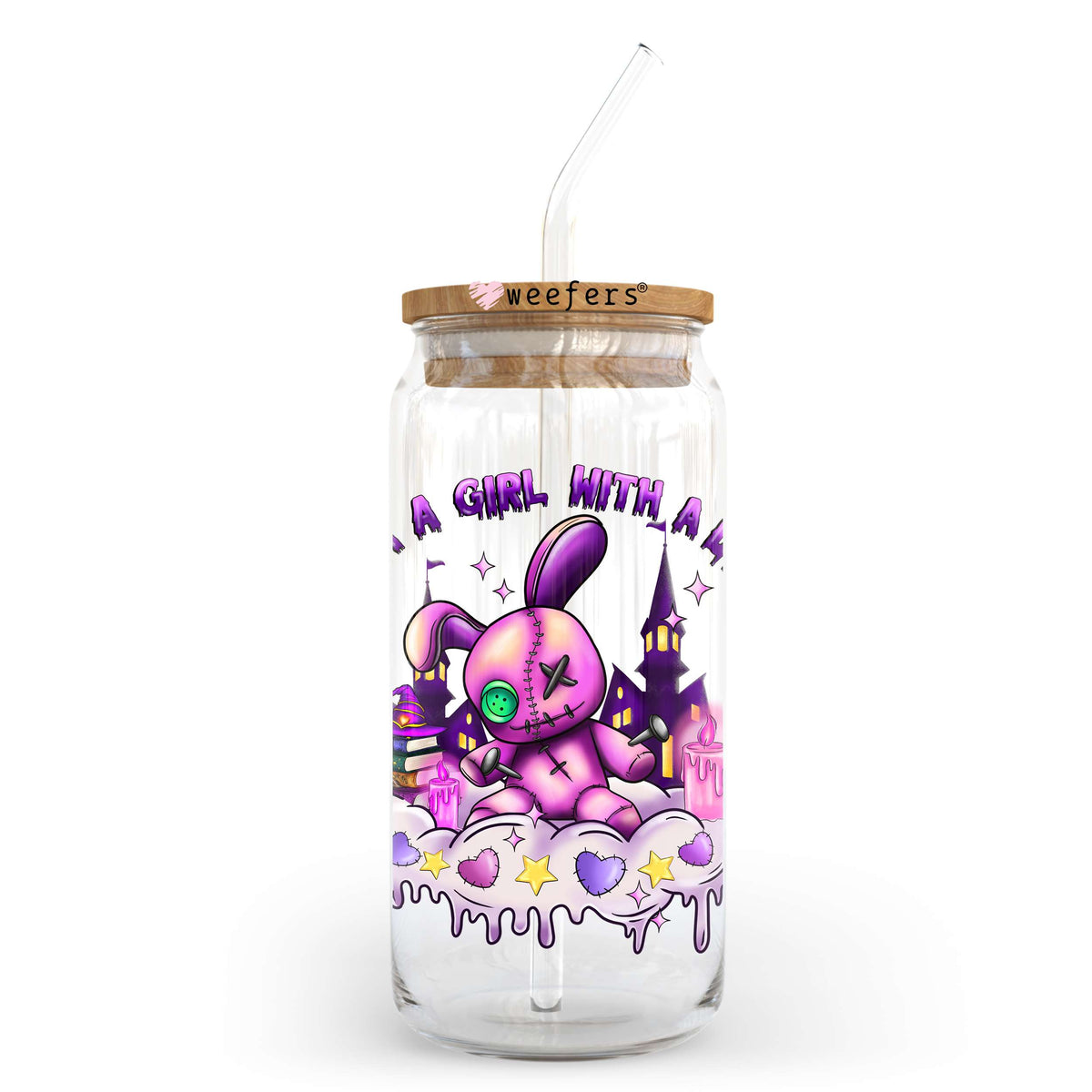 Just A Girl With A Doll 20oz Libbey Glass Can UV DTF or Sublimation Wrap - Decal Weefers