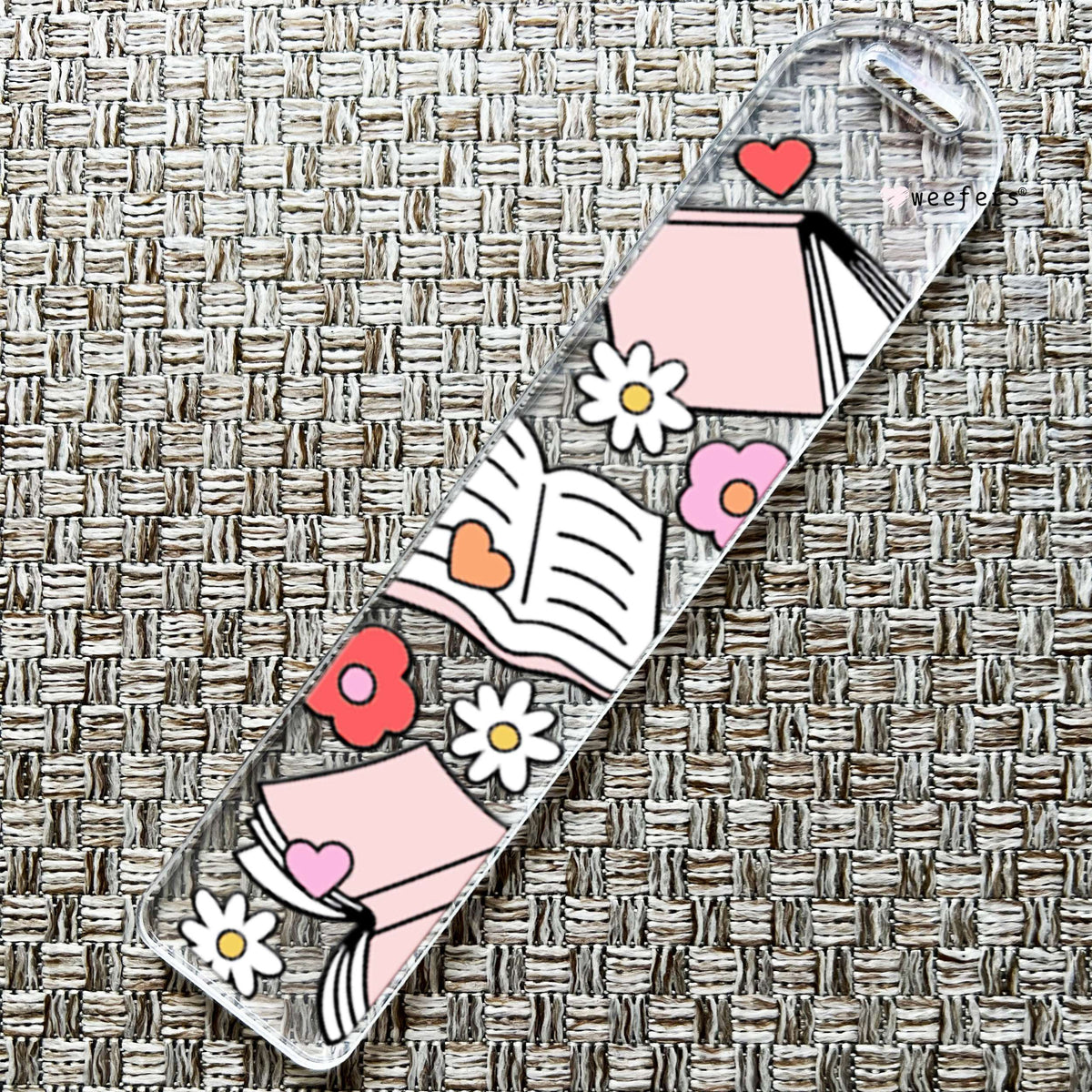 Pink Books Bookmark UV DTF Decal Weefers