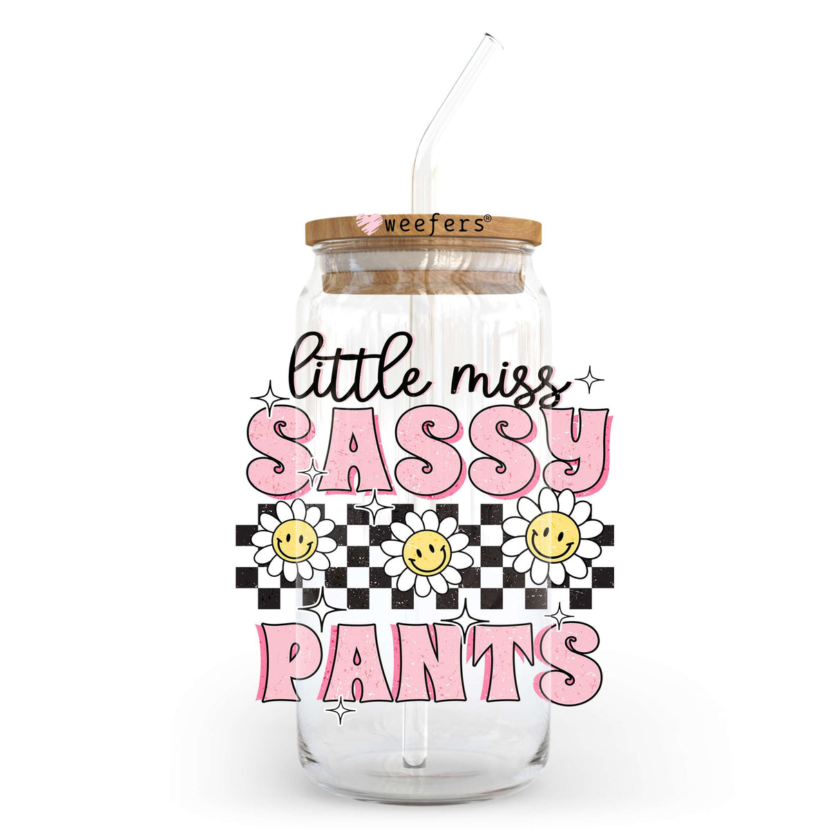 Little Miss Sassy Pants 20oz Libbey Glass Can UV DTF or Sublimation Wrap - Decal Weefers