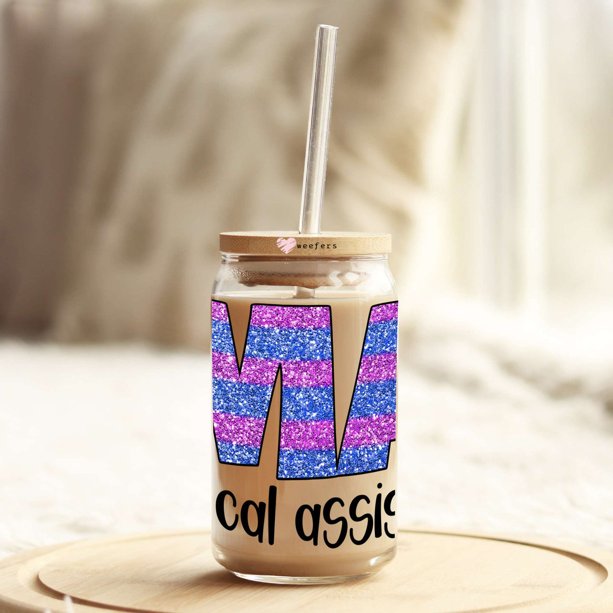 Medical Assistant Purple 16oz Libbey Glass Can UV DTF or Sublimation Wrap - Decal Weefers