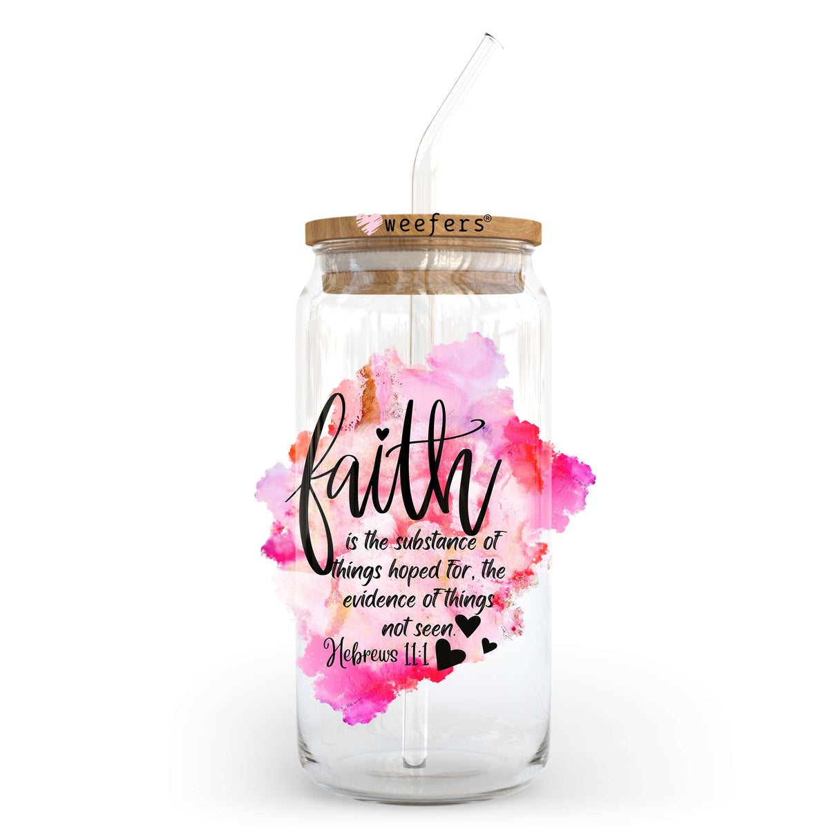 Faith is the substance of things hoped for 20oz Libbey Glass Can UV DTF or Sublimation Wrap - Decal Transfer Weefers