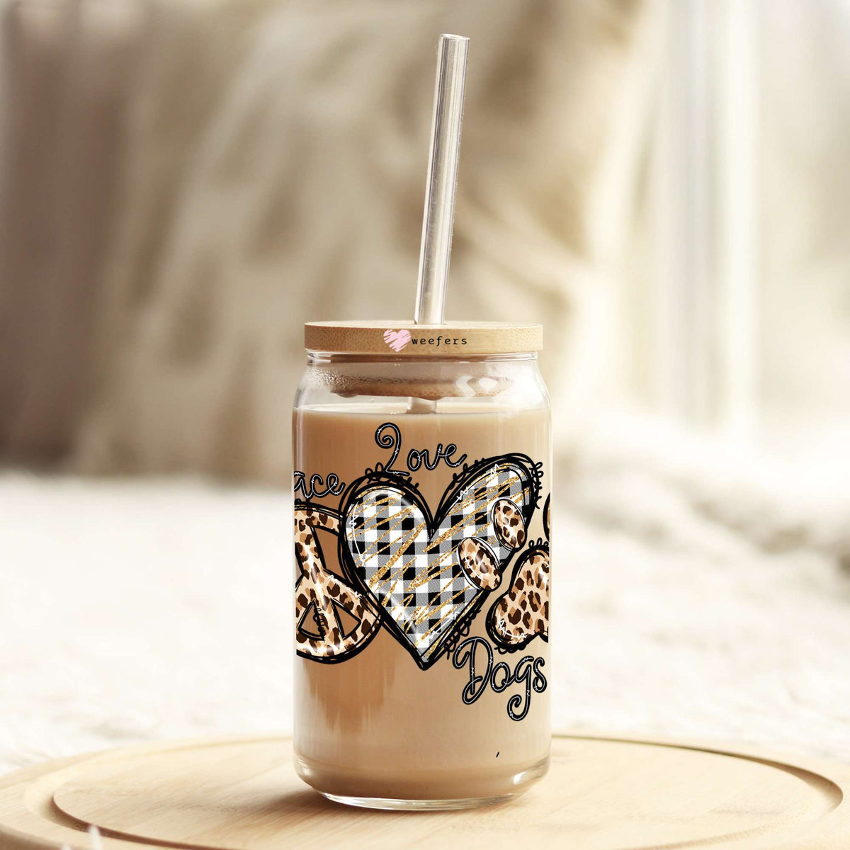 Peace Love Dogs 16oz Libbey Glass Can UV DTF or Sublimation Wrap - Decal Weefers