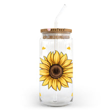 Load image into Gallery viewer, a glass jar with a sunflower painted on it
