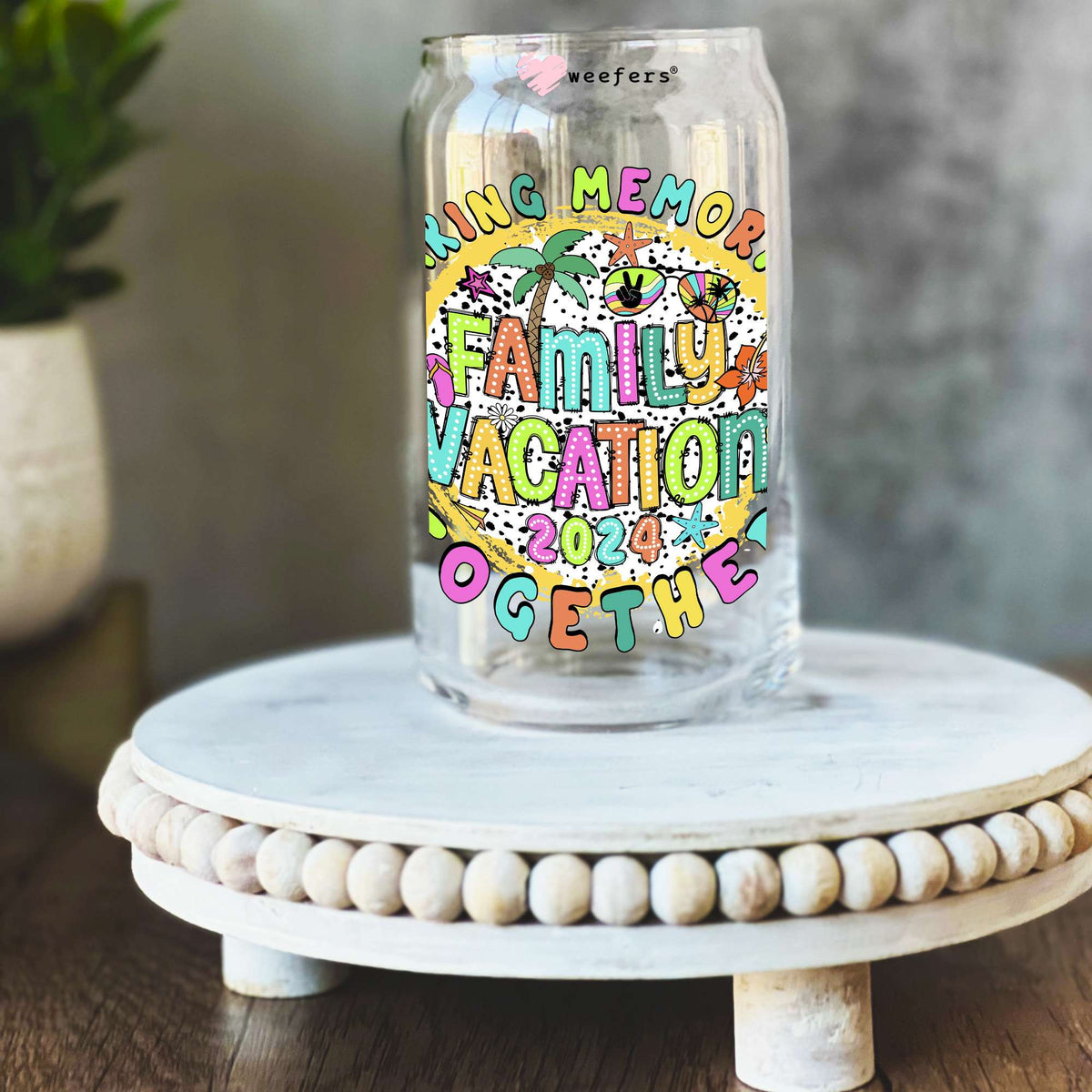 Making Memories Family Vacation 2024 Together 16oz Libbey Glass Can UV DTF or Sublimation Wrap Decal Transfer Weefers