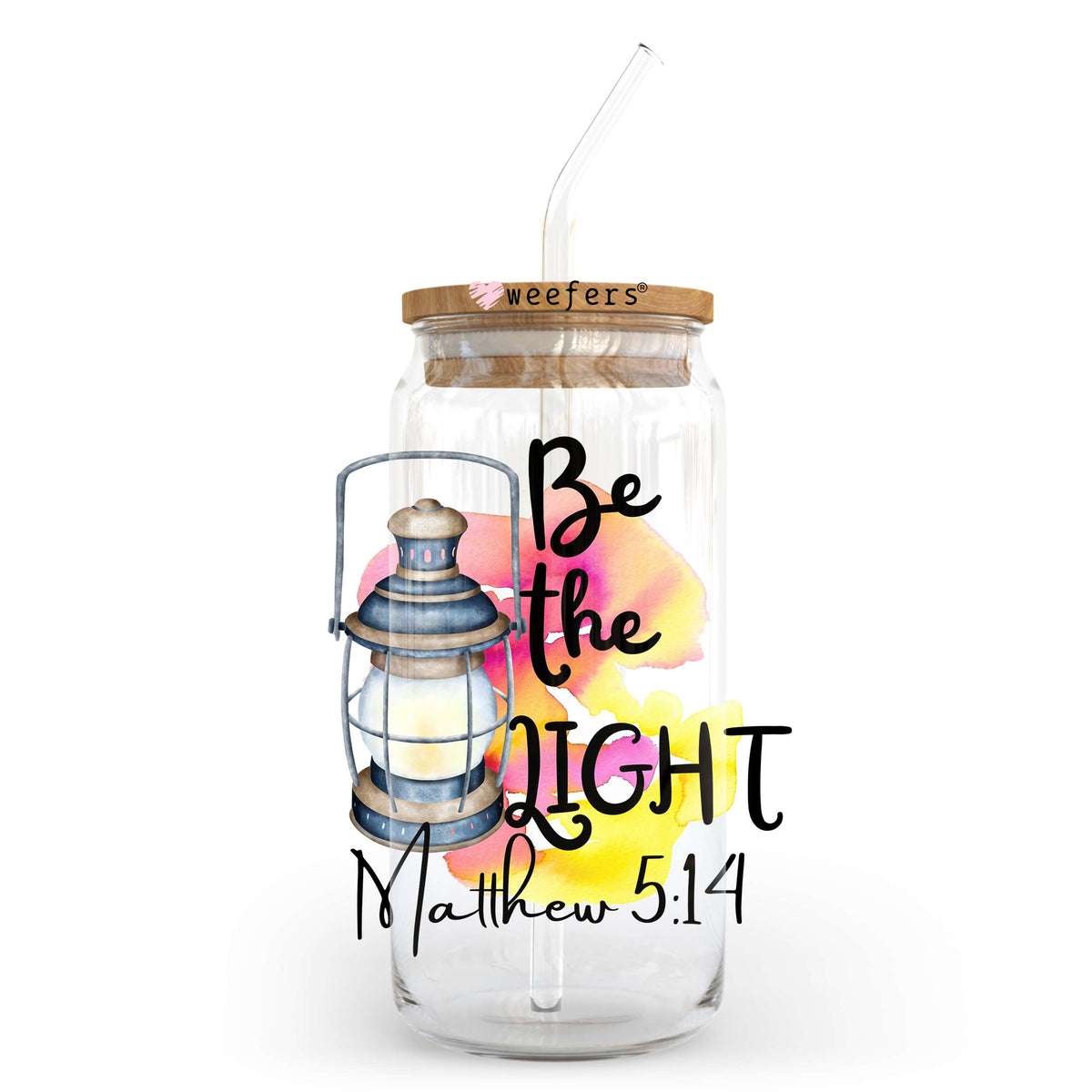 Be the Light Matthew 5:14 20oz Libbey Glass Can UV DTF or Sublimation Wrap - Decal Transfer Weefers