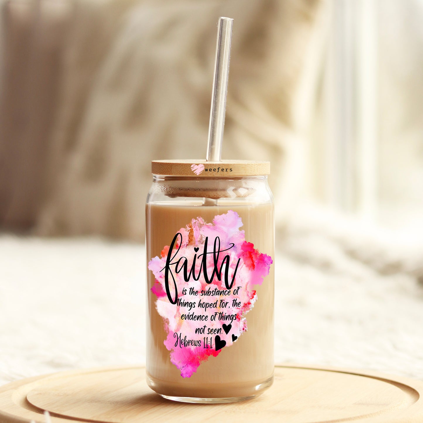 Faith is the Substances of Things Hoped For 16oz Libbey Glass Can UV DTF or Sublimation Wrap - Decal Weefers