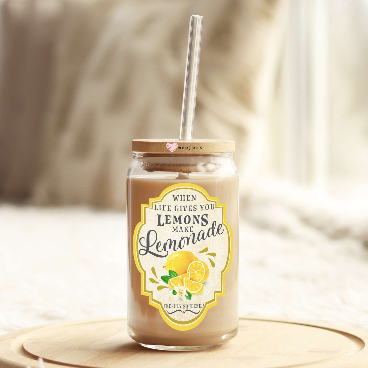 When Life Gives You Lemons Make Lemonade 16oz Libbey Glass Can UV DTF or Sublimation Wrap - Decal Transfers Weefers
