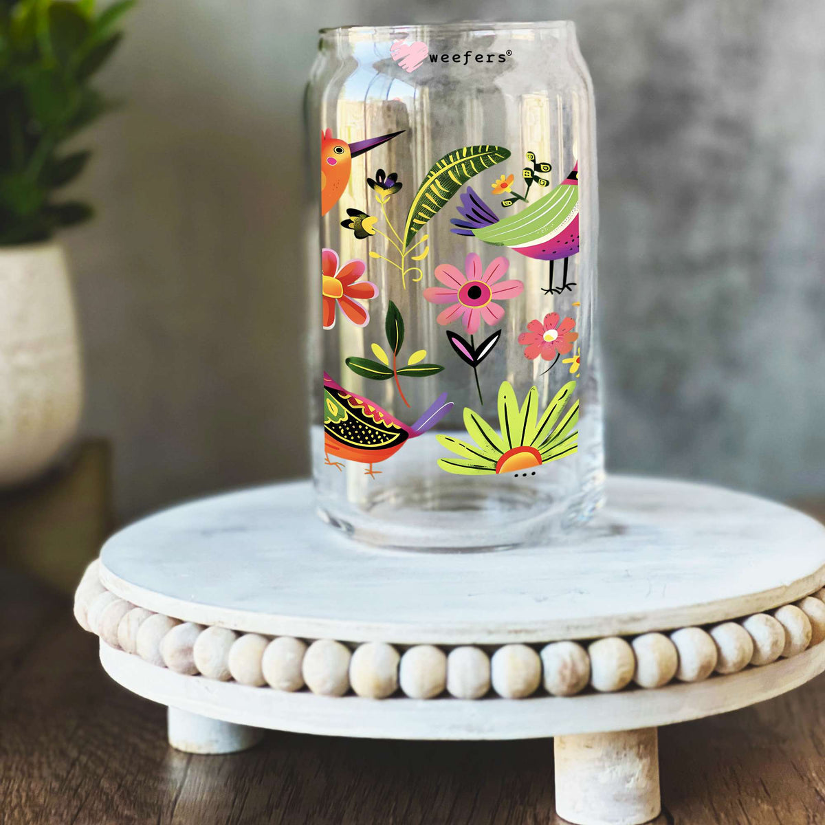 For the Birds 16oz Libbey Glass Can UV DTF or Sublimation Wrap Decal Transfer Weefers