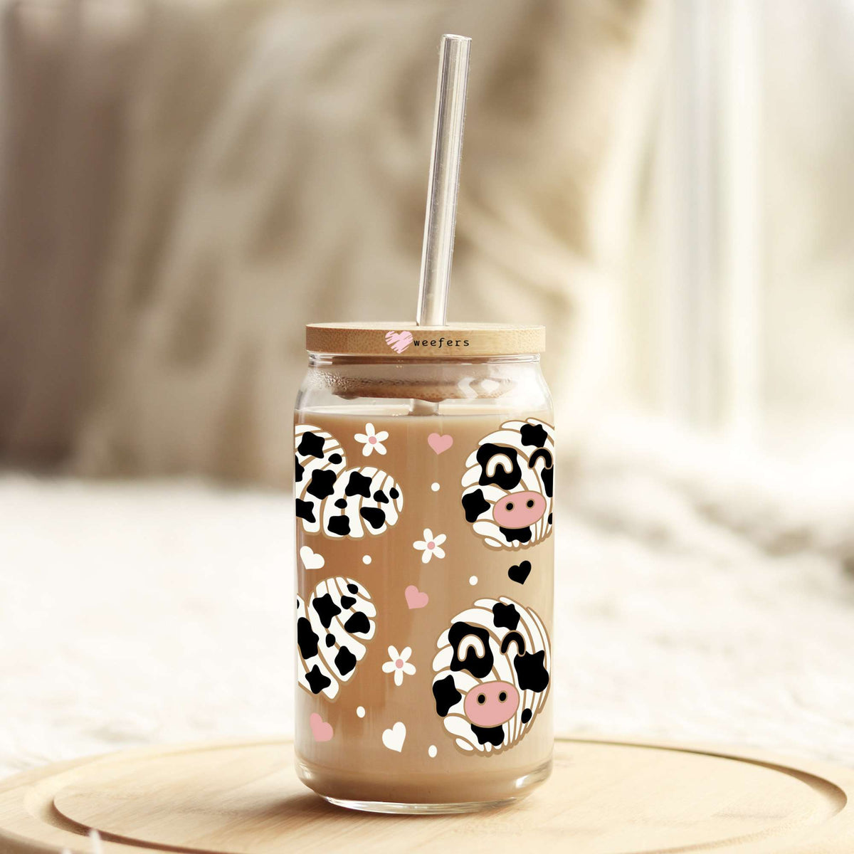 Concha Cows 16oz Libbey Glass Can UV DTF or Sublimation Wrap Decal Transfer Weefers
